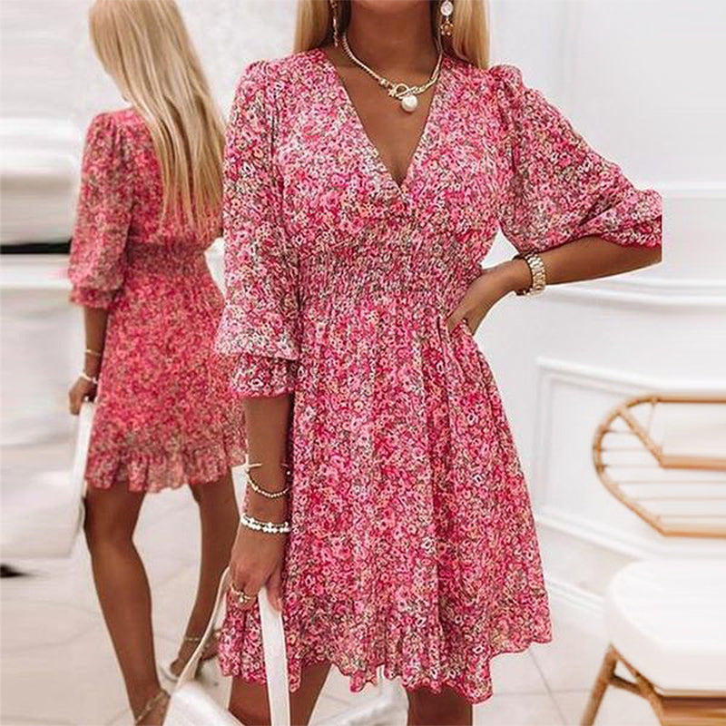Bequemes - Hübsches Geblümtes Chiffonkleid für dich