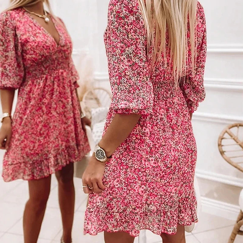 Bequemes - Hübsches Geblümtes Chiffonkleid für dich