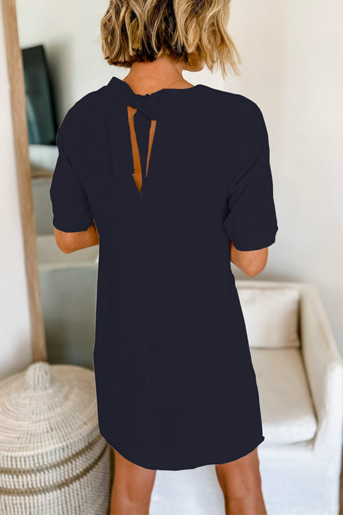 Elegantes Emma -6 Farben Schleifen Rücken Mini Shift Kleid
