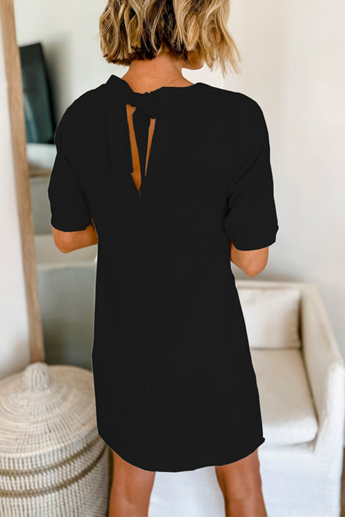Elegantes Emma -6 Farben Schleifen Rücken Mini Shift Kleid