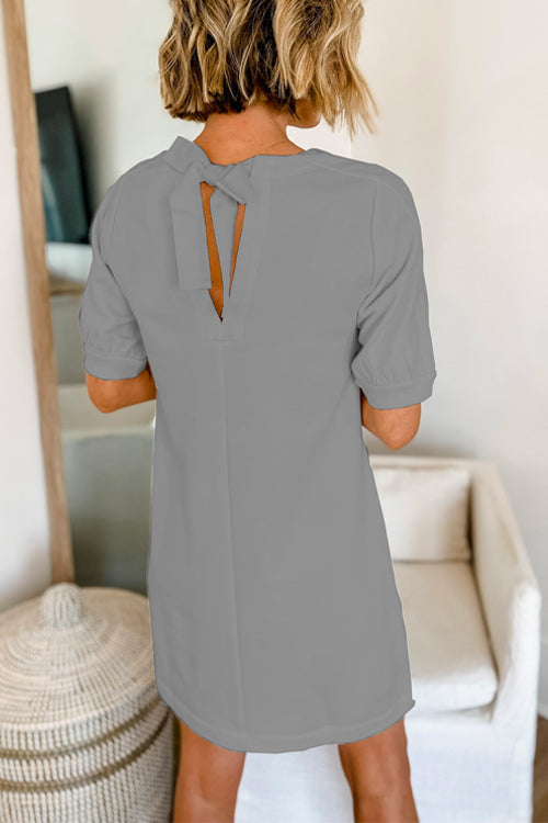 Elegantes Emma -6 Farben Schleifen Rücken Mini Shift Kleid
