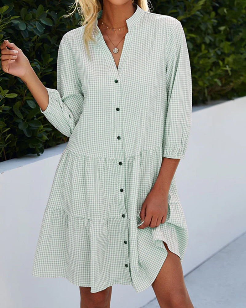 Weiches Karokleid Mit Knopfleiste Für Damen Kleid