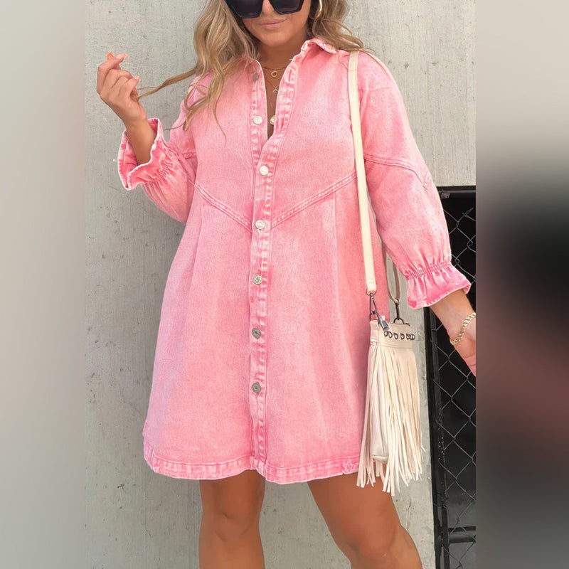 Bequemes - Weiches Denim Puff Kleid für dich jetzt kaufen