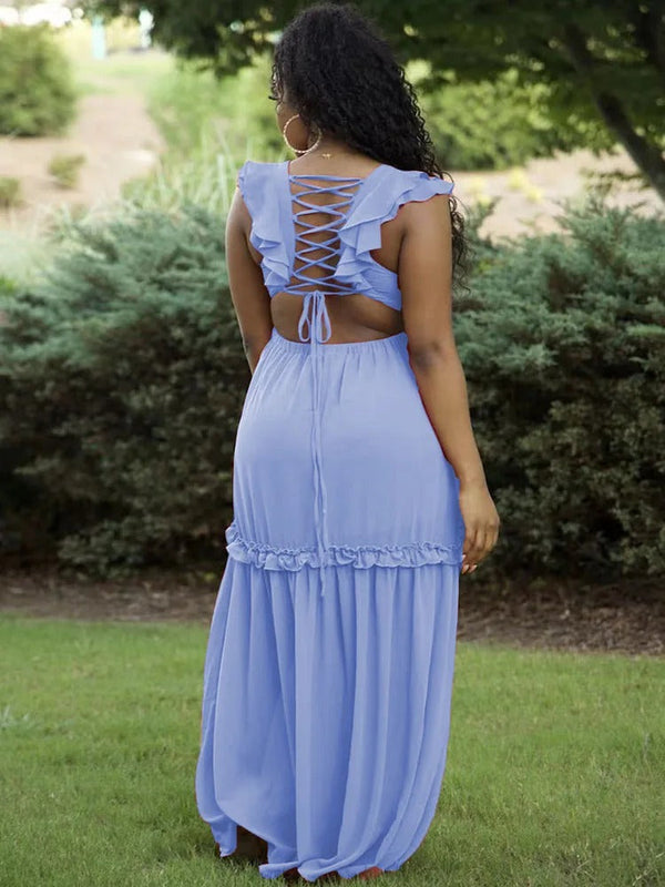Elegantes Adelheid - Rückenfreies Spitzen-Maxikleid für Damen