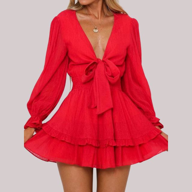 Bequemes Rüschenkleid mit Taillenband für dich