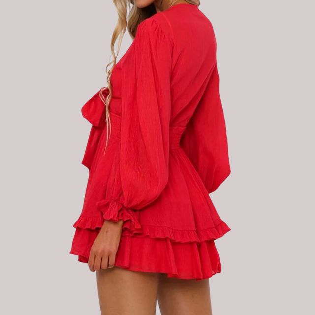 Bequemes Rüschenkleid mit Taillenband für dich