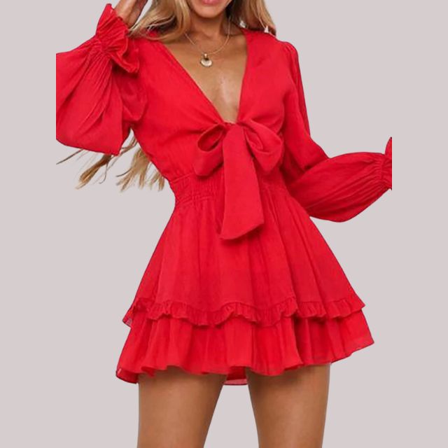 Bequemes Rüschenkleid mit Taillenband für dich