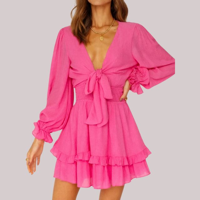 Bequemes Rüschenkleid mit Taillenband für dich