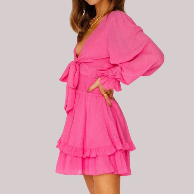 Bequemes Rüschenkleid mit Taillenband für dich