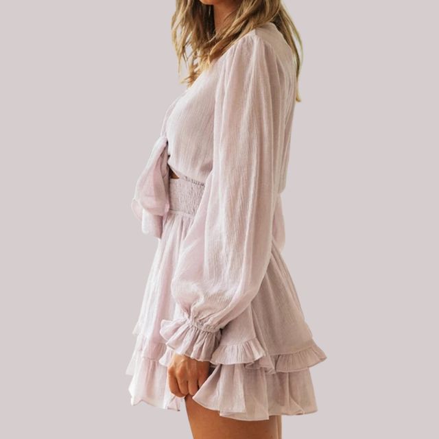 Bequemes Rüschenkleid mit Taillenband für dich
