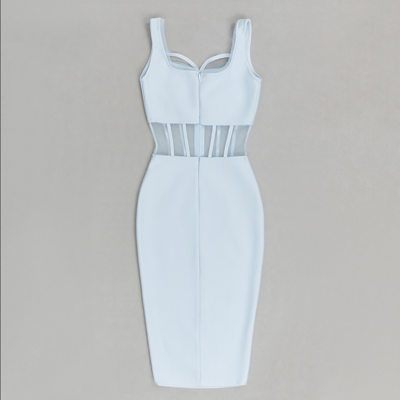 Elegantes Kleid in Blau mit Schönen Mesh-Cutouts