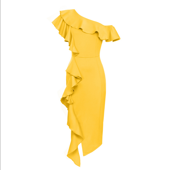 Elegantes Annelie Midikleid mit Rüschenkragen für Frauen