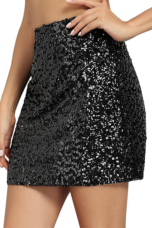 Eleganter Emma -Rosiedress Stretchy Bodycon Pailletten Mini Rock