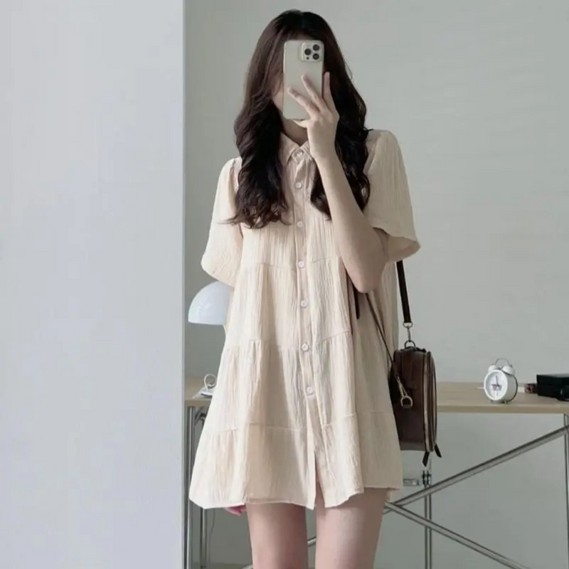 Warmes Hemdkleid - Schlicht, Atmungsaktiv und Bequem für dich