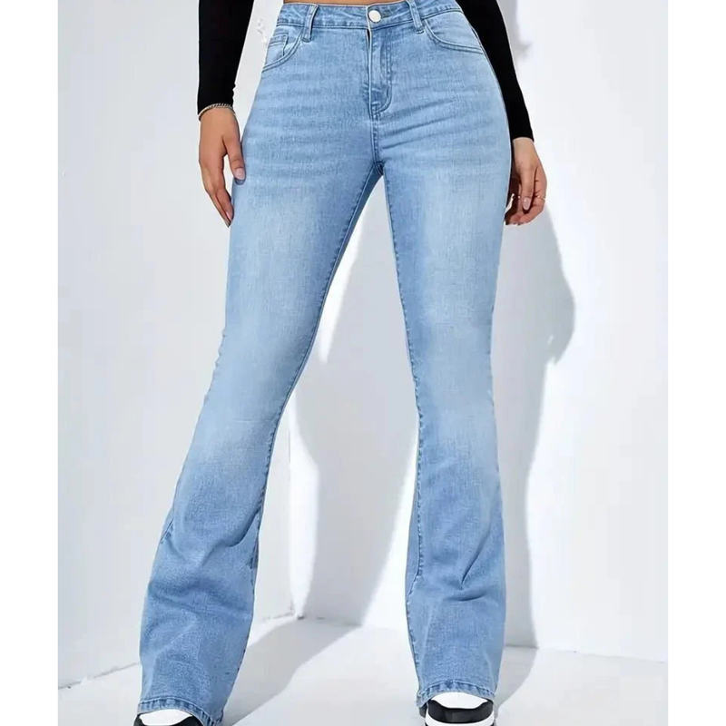 Elegante Weiche Warm Taillierte Ausgestellte Schöne Jeans