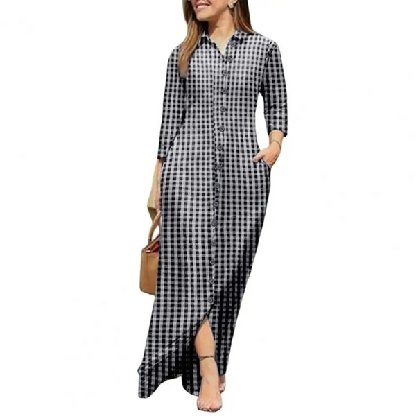 Elegantes Leichtes Hemdblusenkleid Mit Karokragen Für Dich