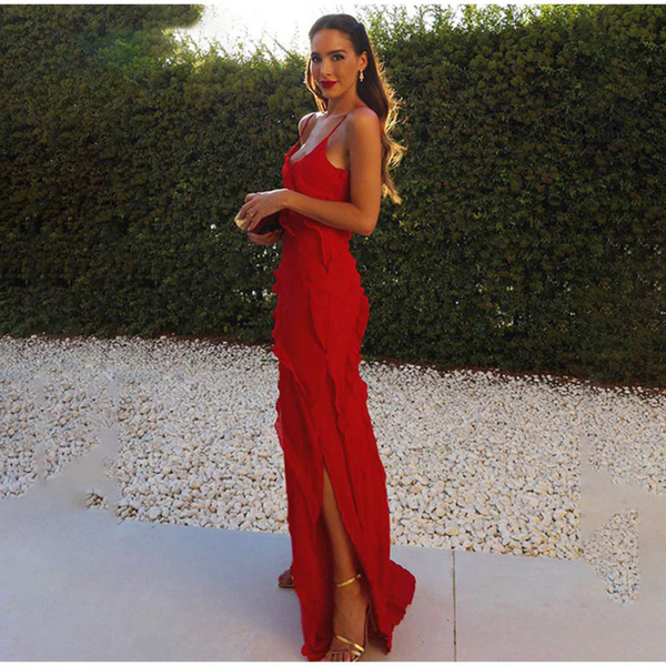 Leonie - Elegantes Maxi-Kleid mit verspielten Rüschen für Frauen