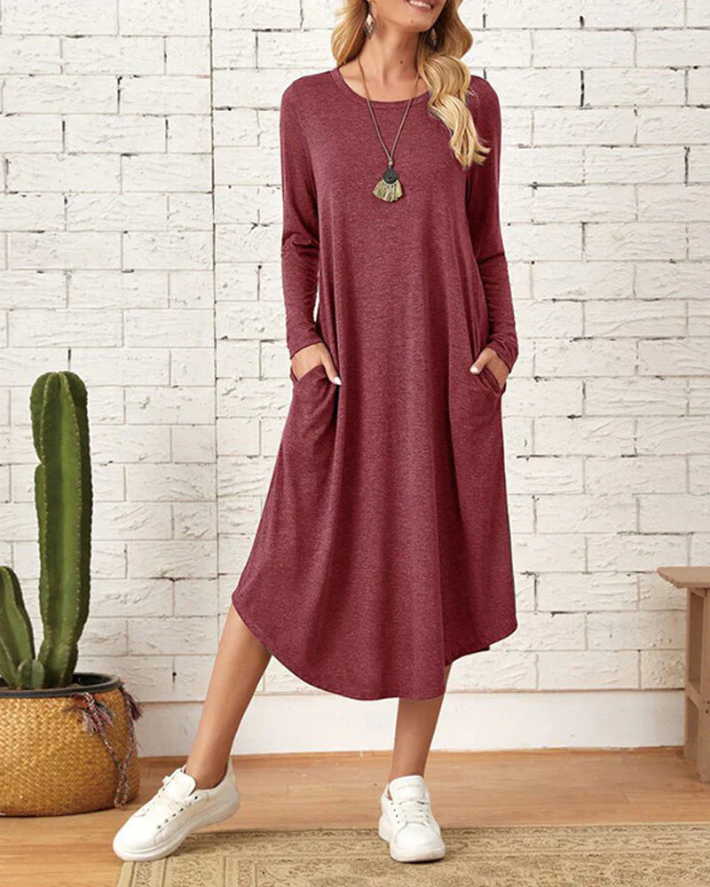 Warmes, Bequemes Langärmeliges Kleid für Dich zum Tragen