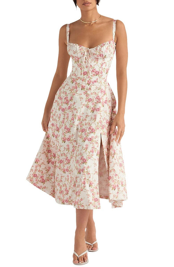 Bequemes und Blümchen Bustierkleid mit Taillenformung