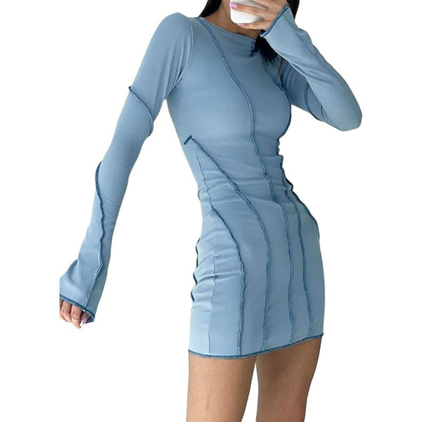 Elegantes Emma -Figurbetontes Langarm-Minikleid für Frauen