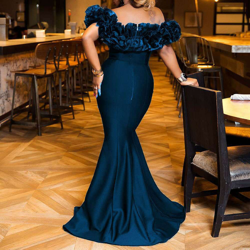 Elegantes Emma -Blatt Rüsche Ein Schulter Mini Kleid