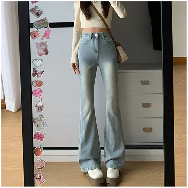 Elegante Weiche Warm Taillierte Ausgestellte Schöne Jeans