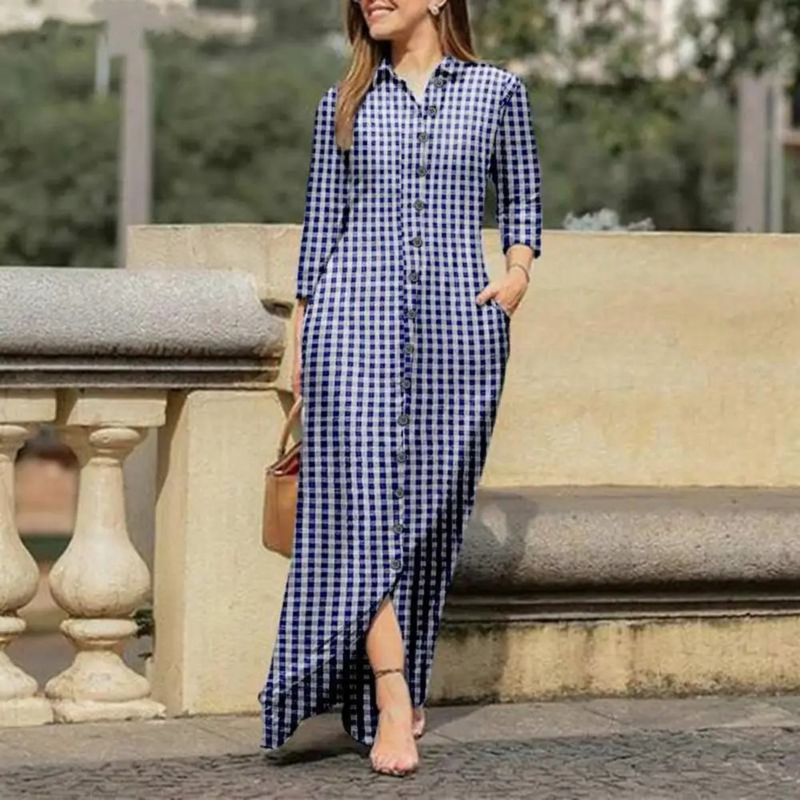 Elegantes Leichtes Hemdblusenkleid Mit Karokragen Für Dich
