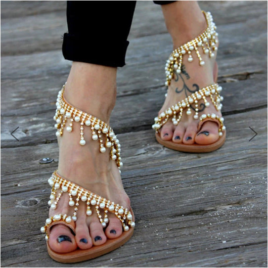 Bequeme Warme Sandalen Für Dich Mit Perlen Schmuck