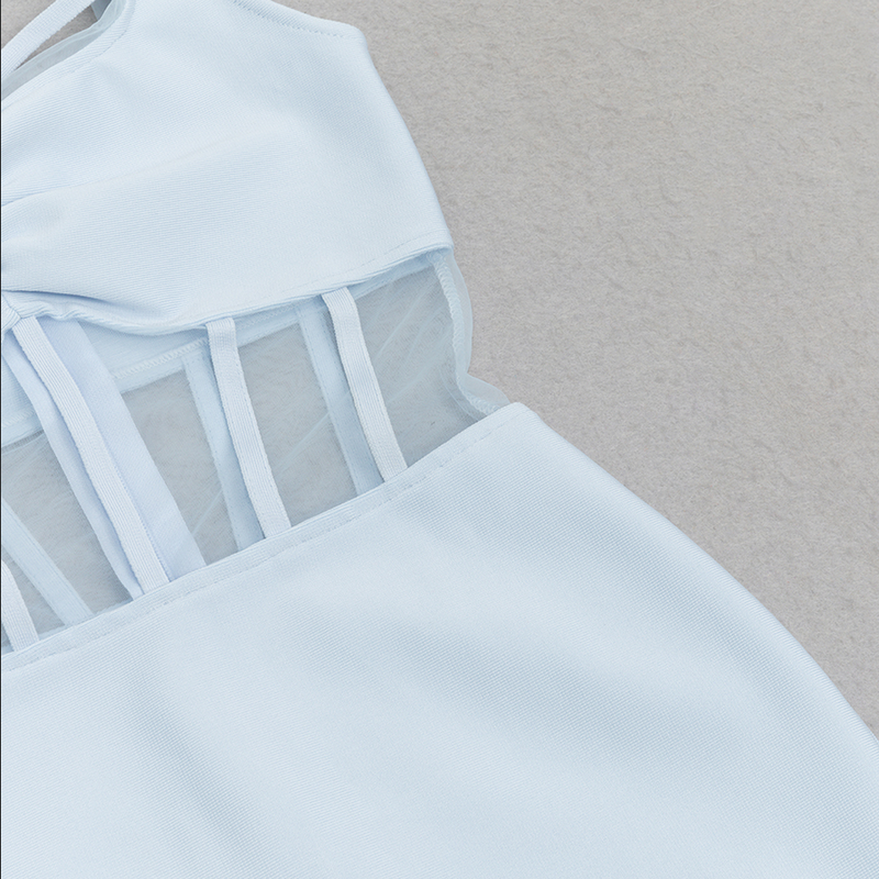 Elegantes Kleid in Blau mit Schönen Mesh-Cutouts