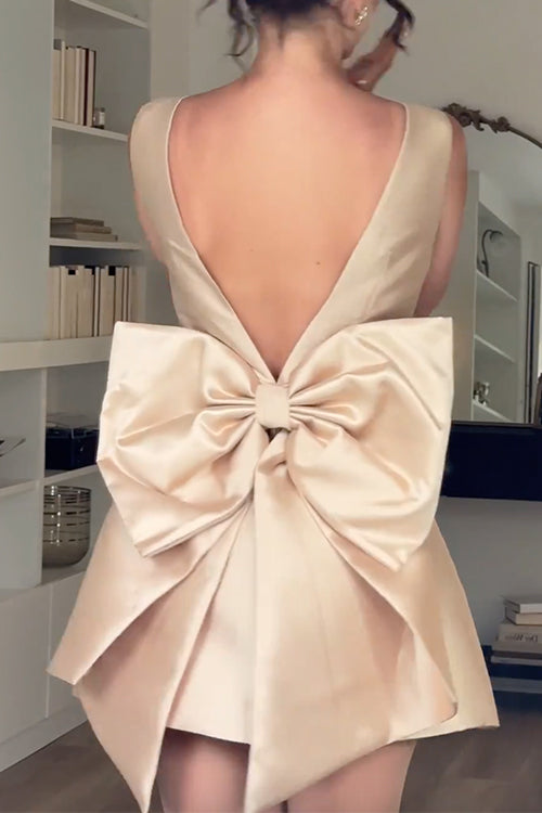 Elegantes Emma Satin Mini-Partykleid mit Rückenausschnitt
