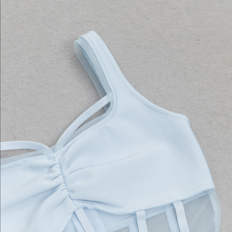 Elegantes Kleid in Blau mit Schönen Mesh-Cutouts