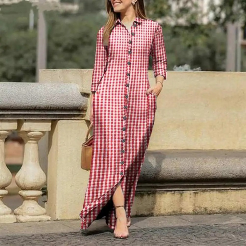 Elegantes Leichtes Hemdblusenkleid Mit Karokragen Für Dich