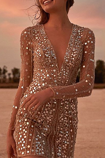 Schickes Emma -Paillettenbesetztes Minikleid für besondere Anlässe dd