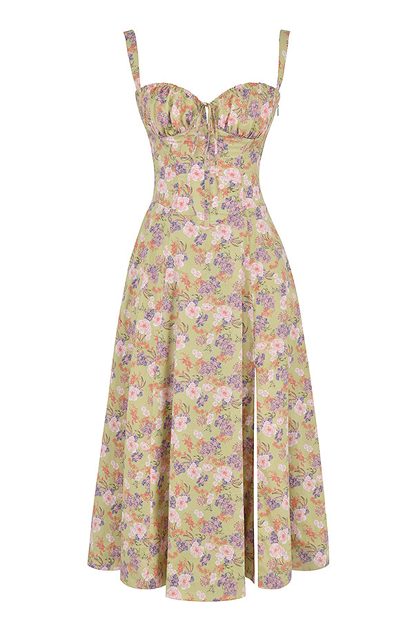 Bequemes und Blümchen Bustierkleid mit Taillenformung