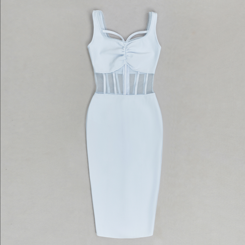 Elegantes Kleid in Blau mit Schönen Mesh-Cutouts