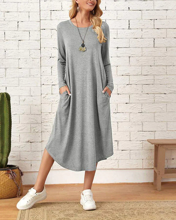 Warmes, Bequemes Langärmeliges Kleid für Dich zum Tragen