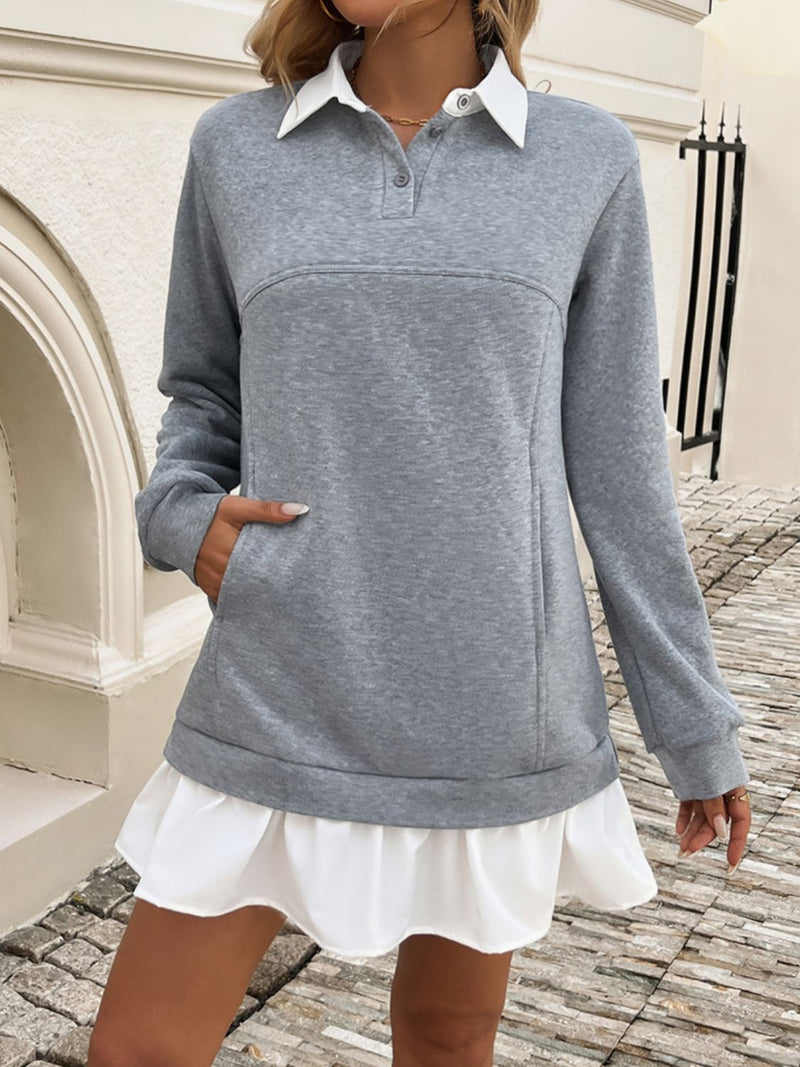 Elegantes Emma Herbst Rüschens Mini Kleid für Frauen