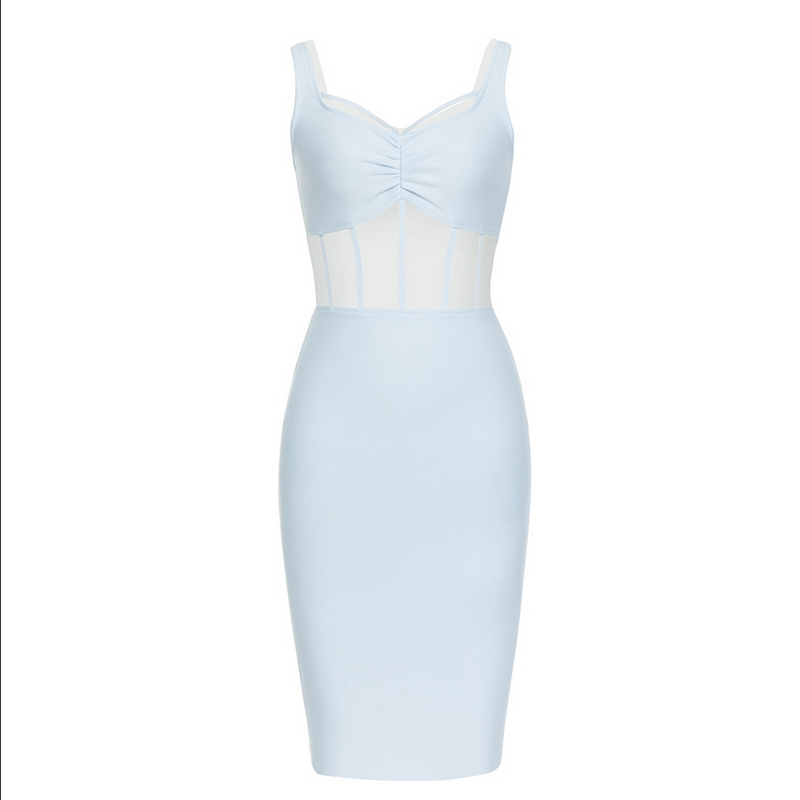 Elegantes Kleid in Blau mit Schönen Mesh-Cutouts
