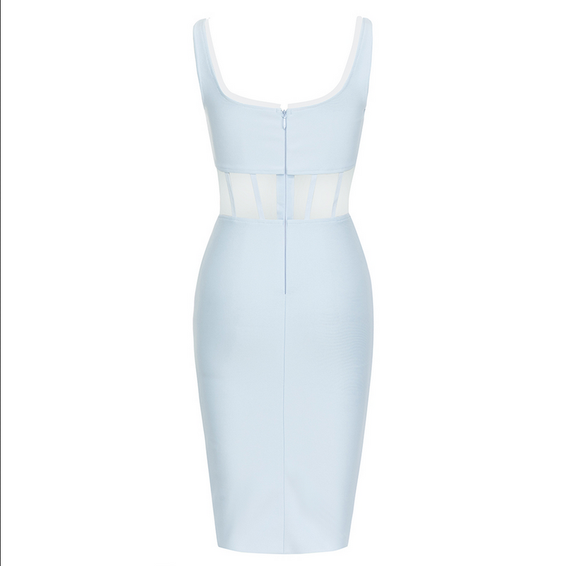 Elegantes Kleid in Blau mit Schönen Mesh-Cutouts