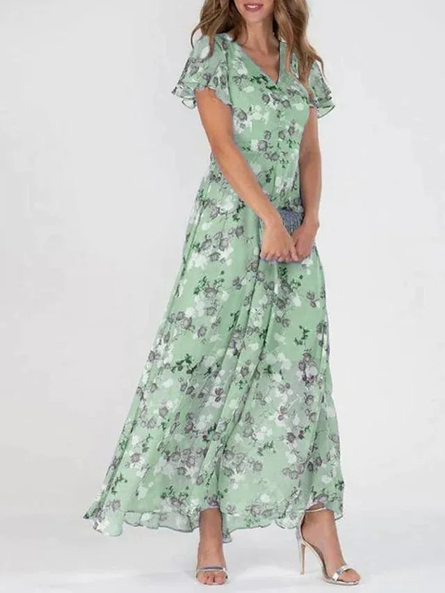 Warmes Kleid mit floralem Muster für dich zum Tragen