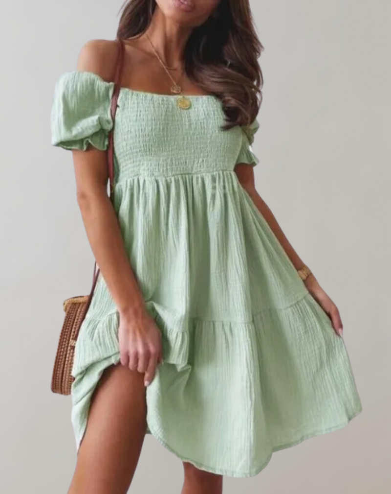 Weiches Lady Slash Neck Weiß Strandkleid für dich Kleid