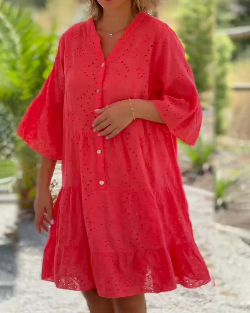 Weiches Sommerkleid aus Baumwollmischung für dich in Blau