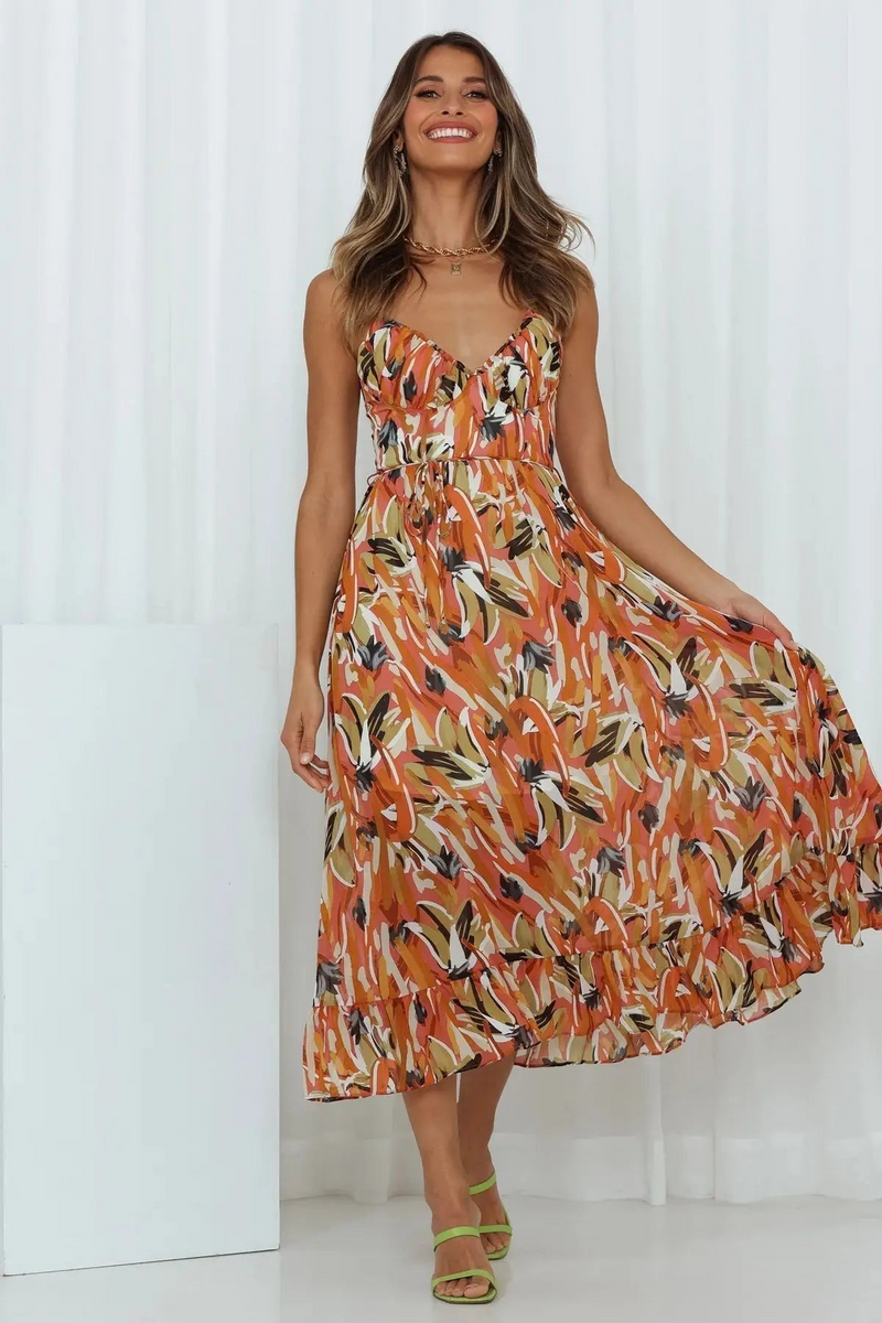 Buntes, Verspieltes Josefine Midikleid für Damen im Sommer