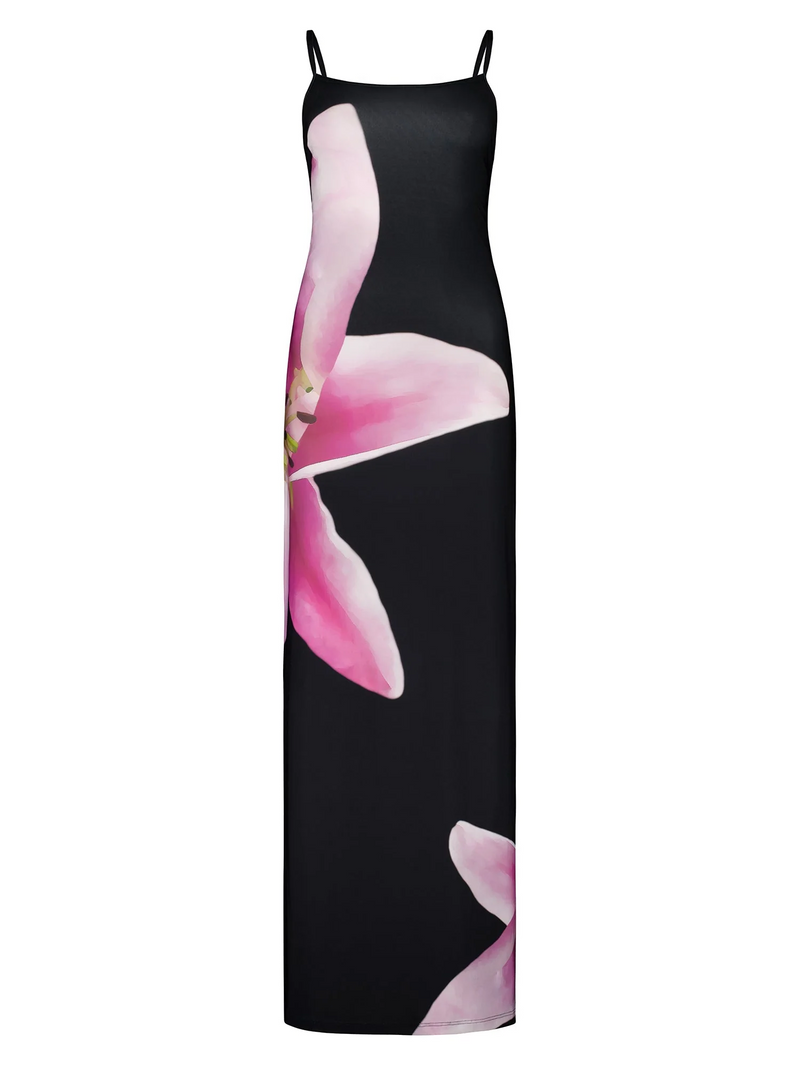 Bequemes Kleid Mit Wunderschönem Fuchsia Bloom Design