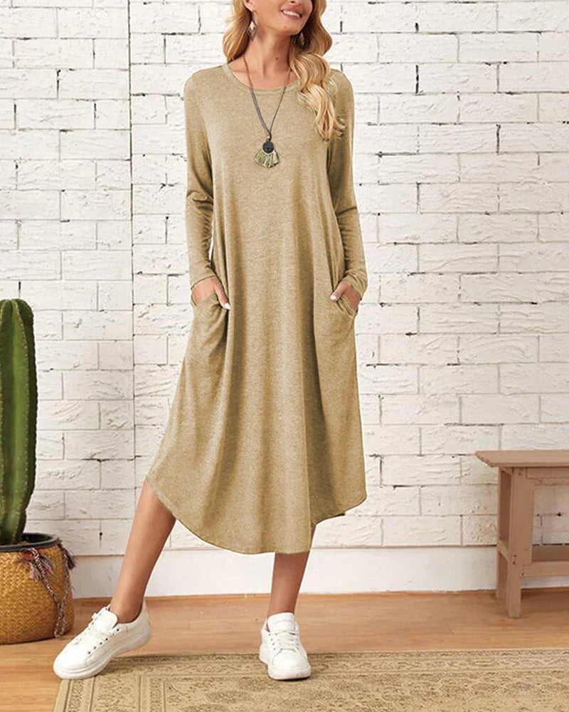 Warmes, Bequemes Langärmeliges Kleid für Dich zum Tragen