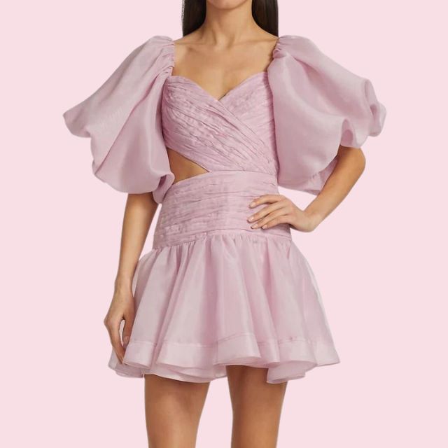 Elegantes Emma -Minikleid mit Puffärmeln und Herzausschnitt ddd