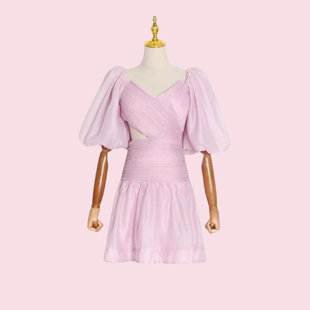 Elegantes Emma -Minikleid mit Puffärmeln und Herzausschnitt ddd