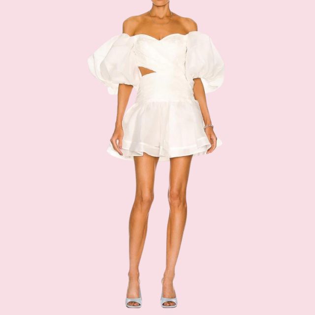 Elegantes Emma -Minikleid mit Puffärmeln und Herzausschnitt ddd