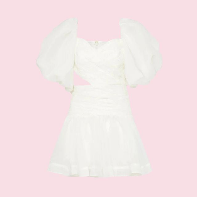 Elegantes Emma -Minikleid mit Puffärmeln und Herzausschnitt ddd