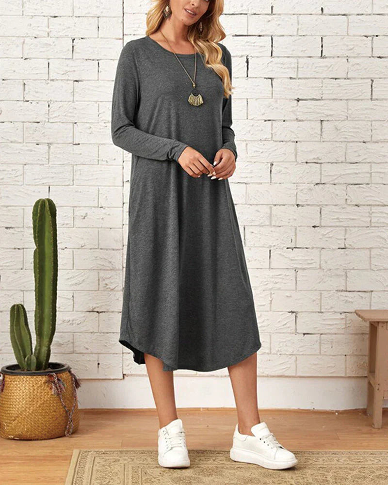 Warmes, Bequemes Langärmeliges Kleid für Dich zum Tragen